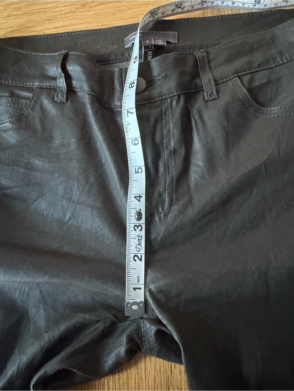 Vince Leather Moto Pants Olive Green Skinny Size 4 Bergdorf Goodman - Picture 9 of 11